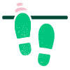 footprints behind the line icon