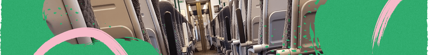 Interior photograph of a train