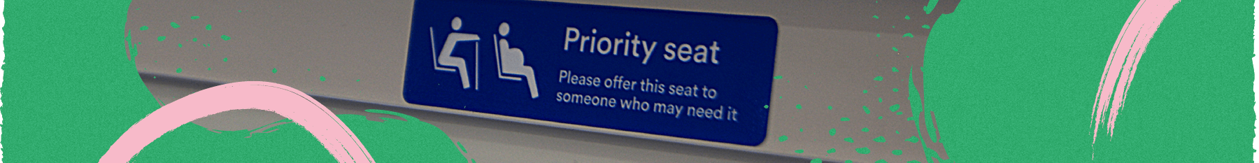 Priority seating sign on a train