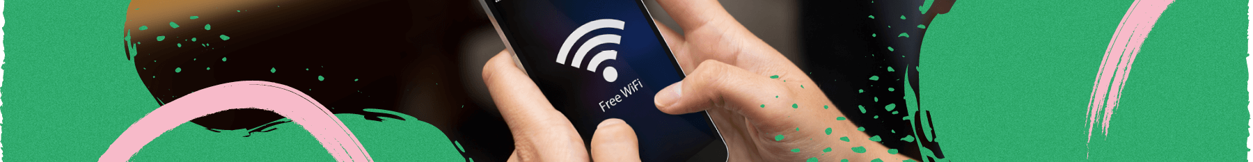 Passenger using free Wi-Fi on the train