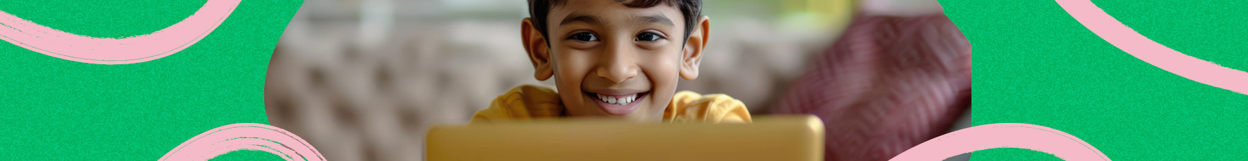 Child studying on laptop