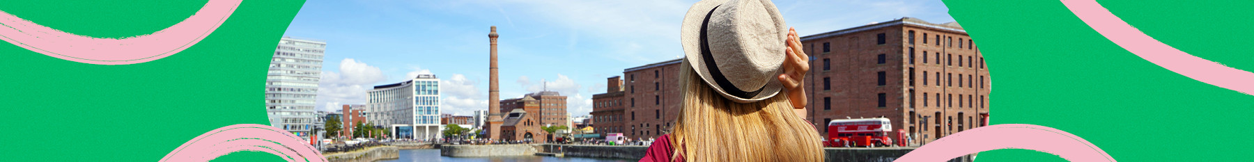 travelling girl looking out from Liverpool's swingers bridge over the dock