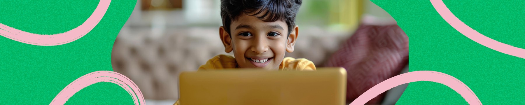 Child studying on laptop