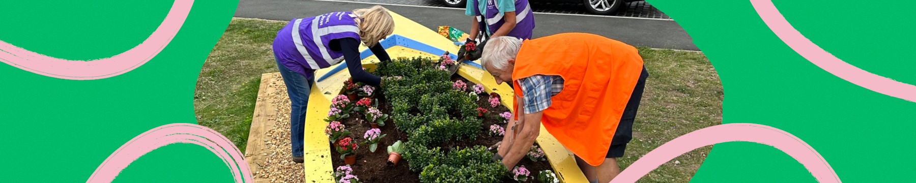 Station adopters installing new planters