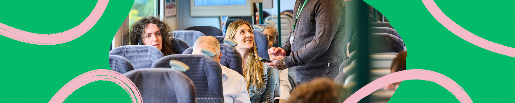 girl on train smiling at conductor