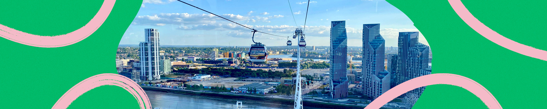 image of cable cars over the river thames in Greenwich