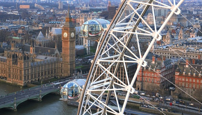 Aerial view of Houses of Parliament from the London Eye