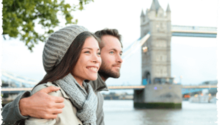 Couple sightseeing on the River Thames