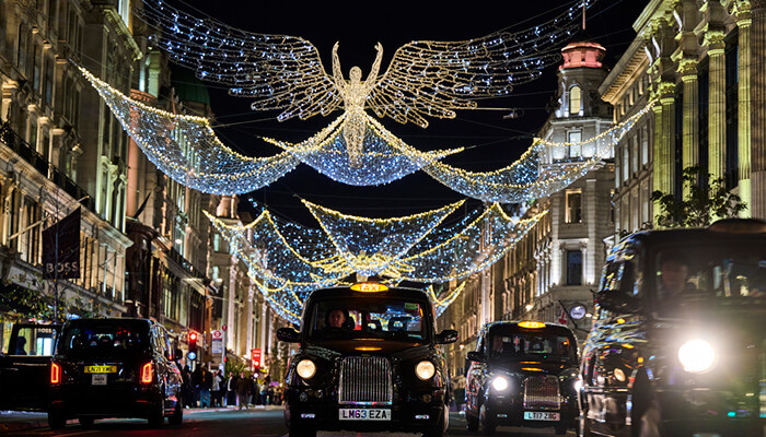 Christmas in London at night
