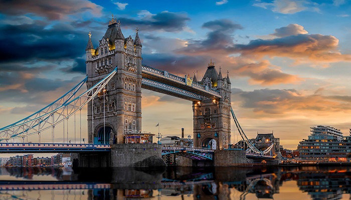 London skyline sunset