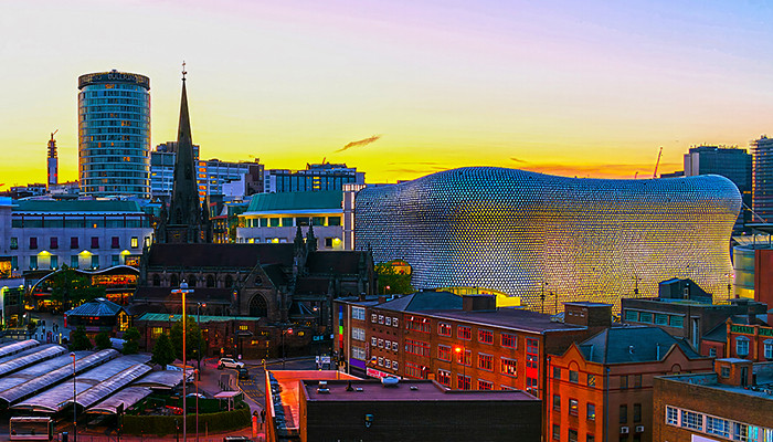 Birmingham skyline sunset