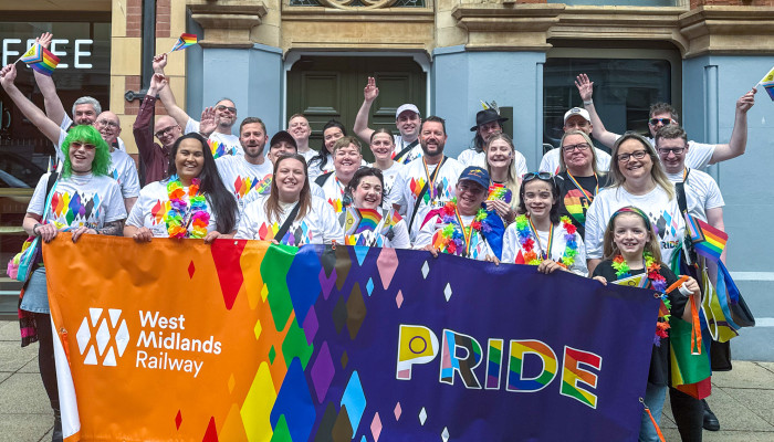 Colleagues of West Midlands Railway celebrating Birmingham Pride 2025