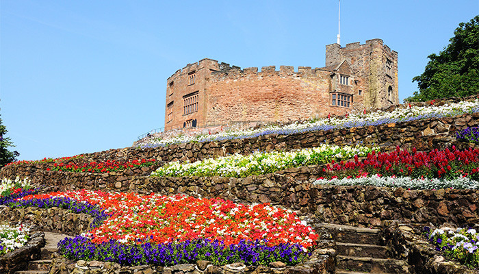Castle with flowers in foreground