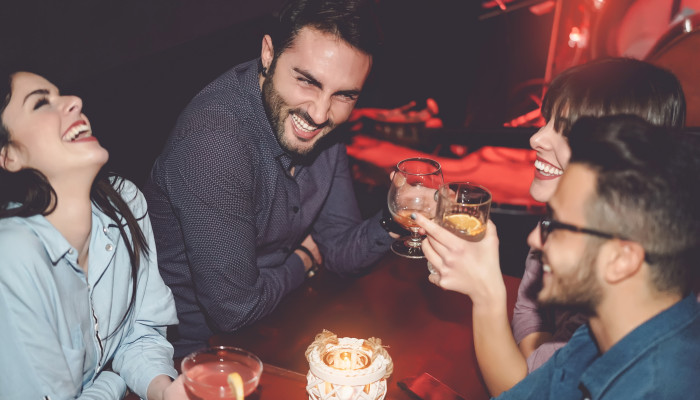 people drinking and socialising at a jazz bar
