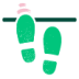 footprints behind the line icon
