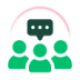 icon with three people and a speech bubble