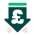 Downward arrow with GBP sign