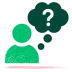 illustrated icon with question mark thought bubble
