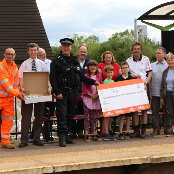 Group of Marston Vale volunteers at the station