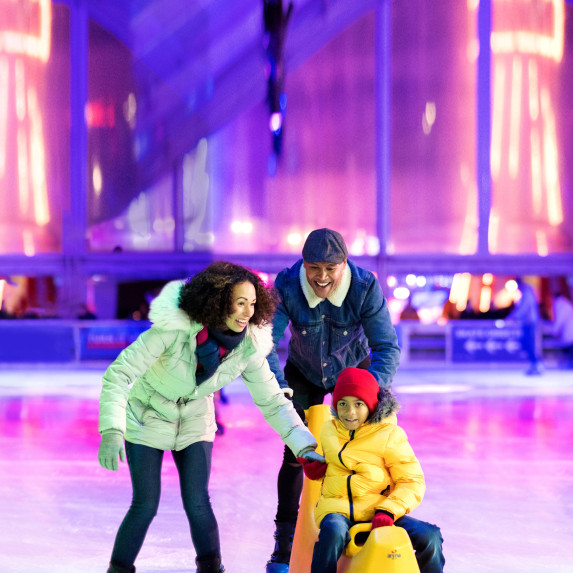 Family ice skating