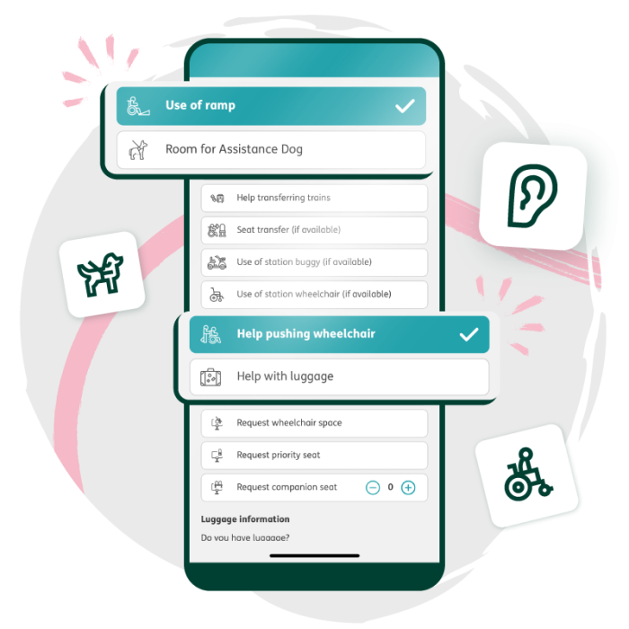 screenshot of passenger assistance app 