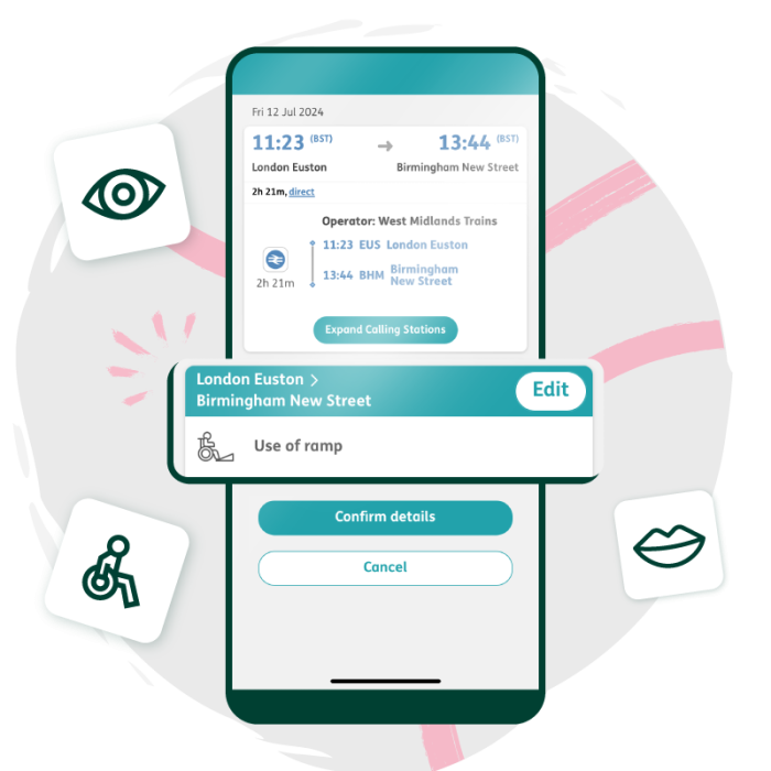 screenshot of passenger assistance app