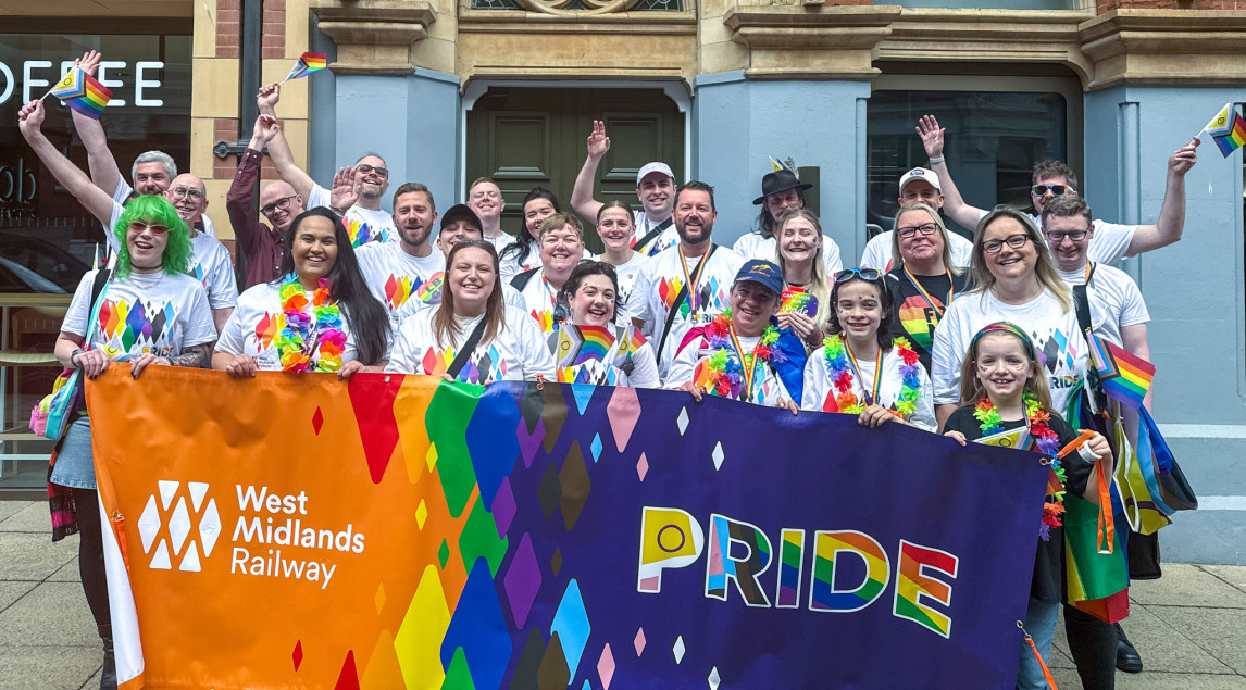 Colleagues of West Midlands Railway celebrating Birmingham Pride 2025