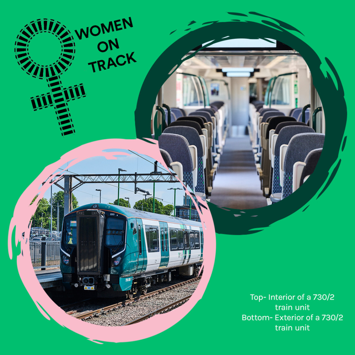 Image of the exterior of our 730/2 fleet and another of the interior looking down the carriage gangway.