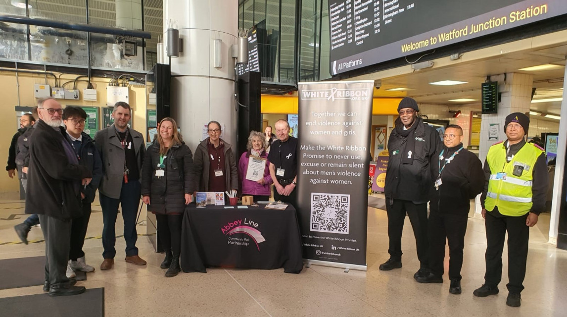 LNR colleagues and stakeholders participating in the White Ribbon Day Pledge stand 2025