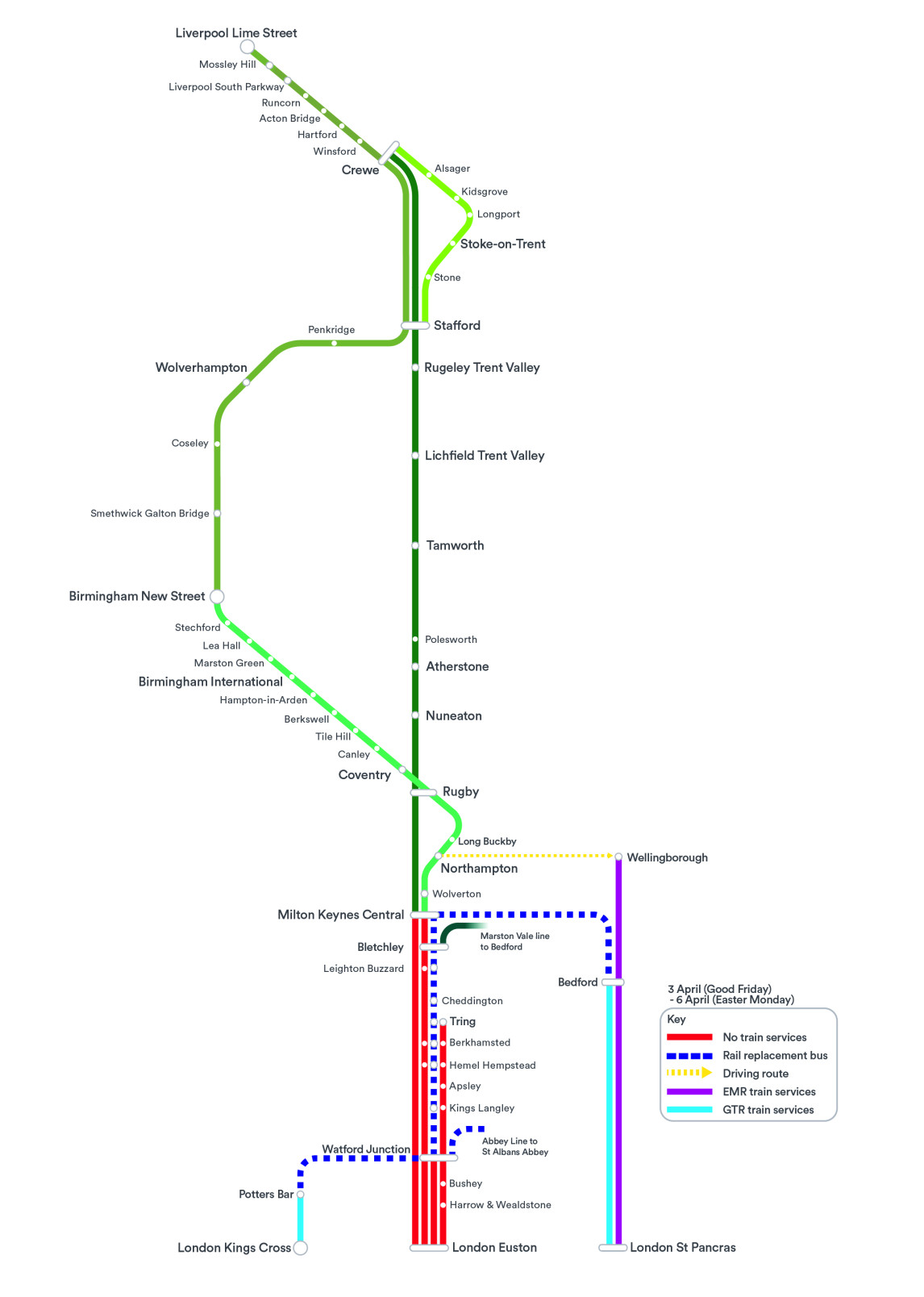 LNR map showing Easter Disruption