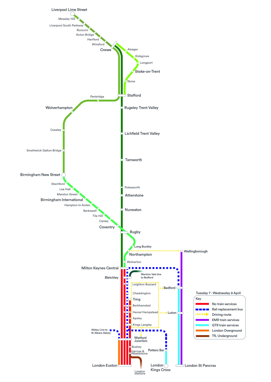 LNR map showing Easter Disruption part 2