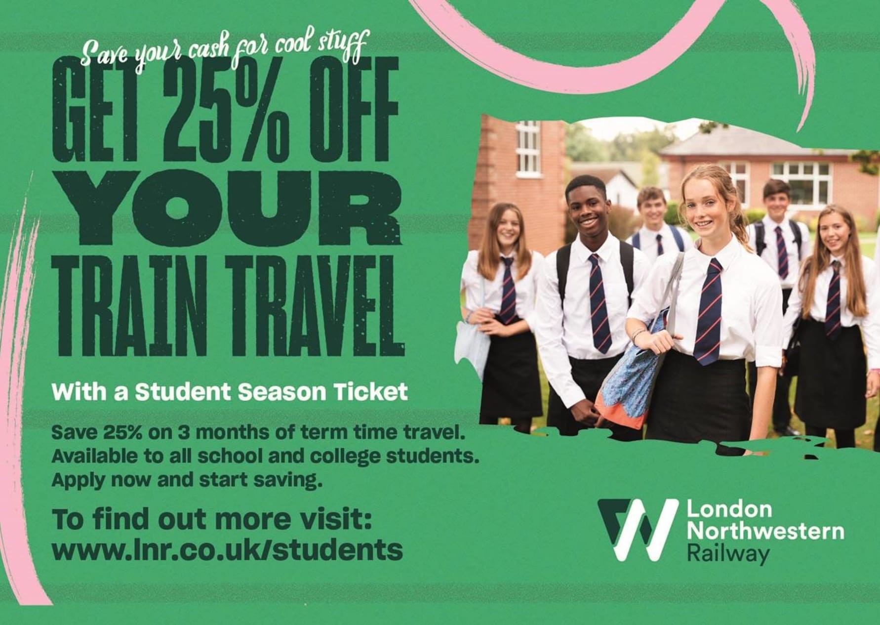 ​25% discount on train travel for students 